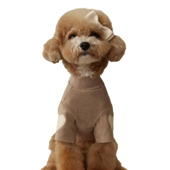 Chandail en Molleton pour Chien Petit Moyen T-Shirt Chaud pour Animaux Vêtements pour Chien avec Imprimé Cœur Tenue pour Chat Chiot Chandails en Molleton pour Chien en Peluche, Chihuahua Schnauzer