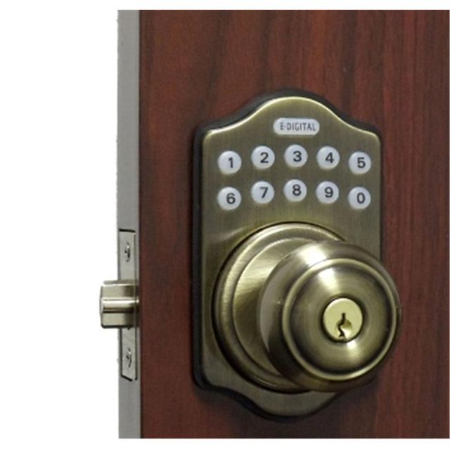Lockey E-930-AB-R E Digital Electronic Knob Lock Remote Capable - Antique Brass