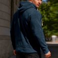 thumbnail image 5 of Men's Fleece Casual Hoodies Drawstring Plain Pullover with Pocket Long Sleeve Hooded Warm Winter Sweatshirts (XL, Navy), 5 of 5