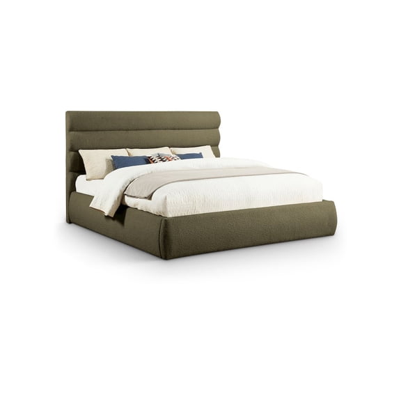 Meridian Furniture Adam Olive Boucle Fabric King Bed