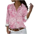 thumbnail image 2 of Jsaierl Womens Breast Cancer Shirts Pink Ribbon Print Tees Women Long Sleeve Tops Button Down Cute Tunic Blouses Hope and Support T Shirts, 2 of 5