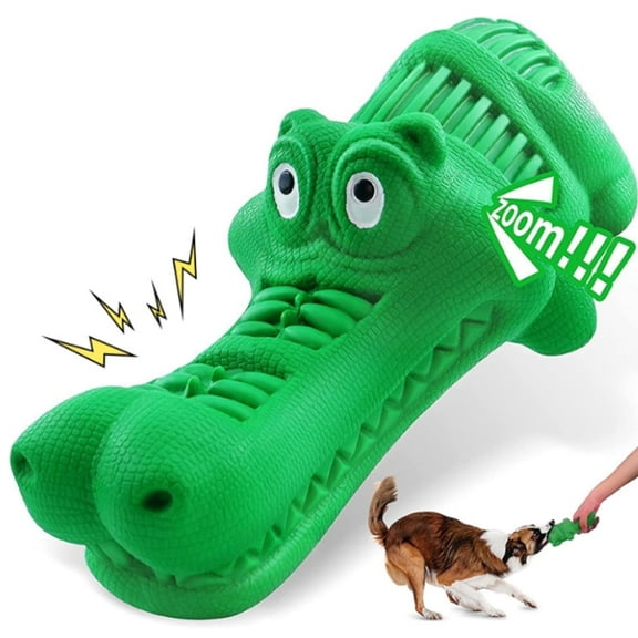 Durable Natural Rubber Squeaky Alligator Dog Toy for Aggressive Chewers
