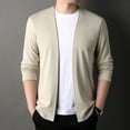 thumbnail image 6 of Skymirror Men Slim Fit Solid Color Sweater Coat Open Front Thin Male Casual Knitted Cardigan for Spring And Autumn, 6 of 8