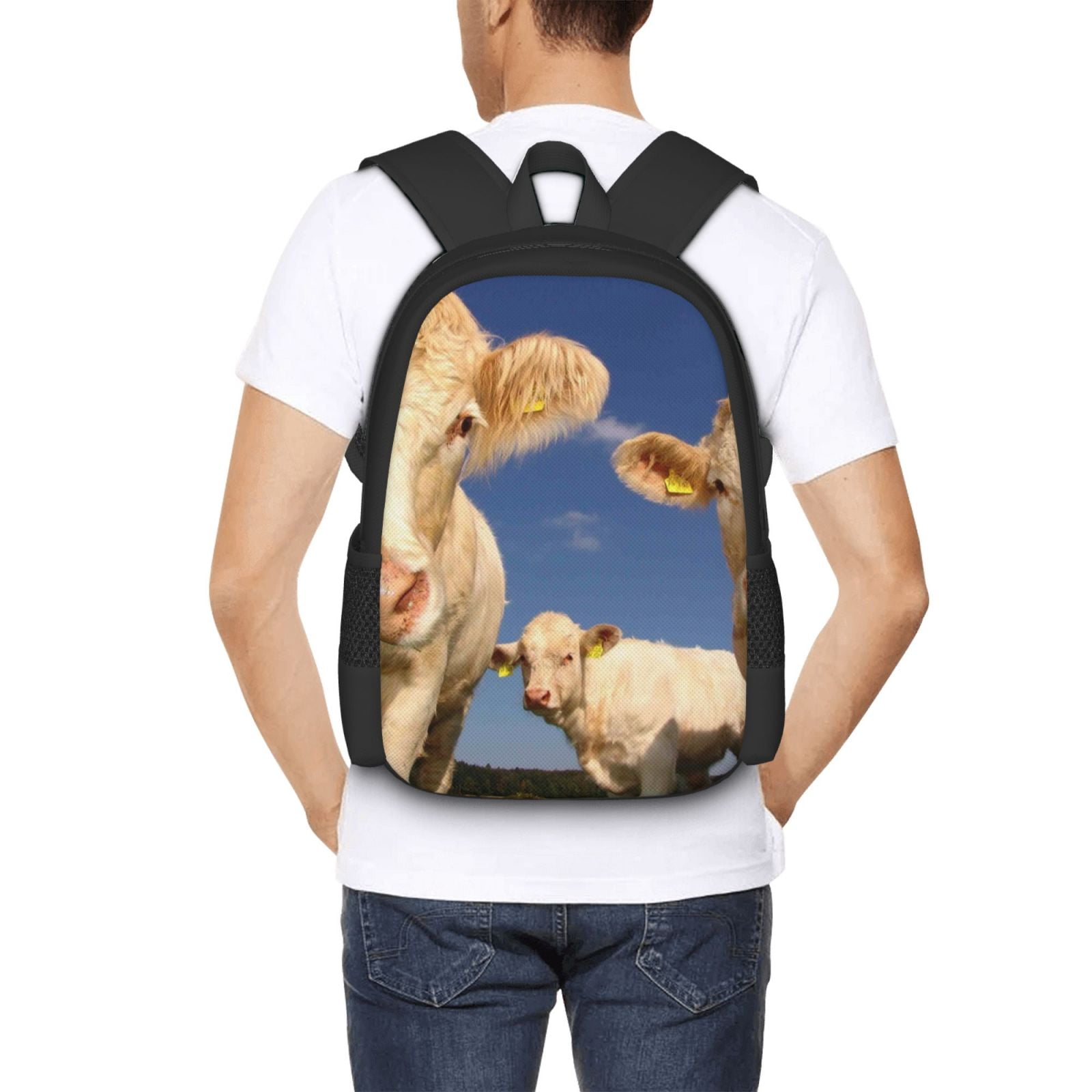 Vsdgher Cows Cattles Print Backpack for Women Men School Bookbag with Laptop Compartment for College Work Travel, Simple Fashion Casual Daypack, Fit 15" Laptop