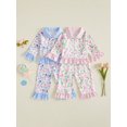 thumbnail image 3 of RUINIXCW Toddler Baby Girl Spring Fall Winter Pajamas Set Kids PJS Sleepwear Floral Print Ruffled Button Down Collar Long Sleeve Shirt Tops Pants Set, 3 of 10