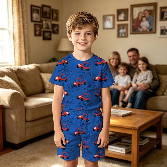 Angala Outfit For Toddler Boys Playful Cartoon Graphic Short Sleeve Crew Neck T Shirt Shorts Set Boys Fall Casual Clothes