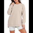 thumbnail image 3 of Sudaderas de Gran Tamaño para Mujer, Cuello Redondo, Larga, Sudaderas con Cremallera Lateral, Ropa de Otoño 2025 Crema L, 3 of 9