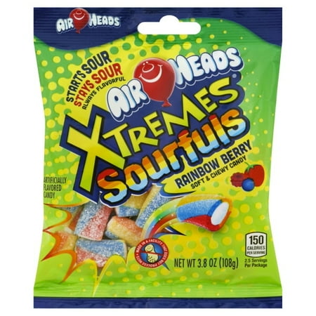 Air Heads Xtremes Sourful Soft & Chewy Candy Rainbow Berry, 3.8 OZ