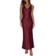 thumbnail image 1 of Vestido largo VUBIYA Elegante satén con cuello en V sin espalda, color burdeos, 1 of 5