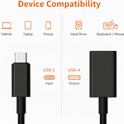 Ematic EUSC300W Type-C to USB 3.1 Female Adapter Cable Converter, Black