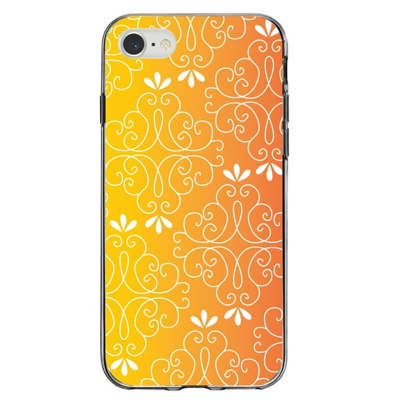 DistinctInk Clear Shockproof Hybrid Case for iPhone 7 8 SE (2020 Model) 4.7" Screen TPU Bumper Acrylic Back Tempered Glass Screen Protector - Yellow Orange Red Gradient