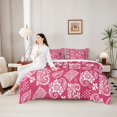 thumbnail image 5 of jejeloiu Romantic Paisley 7pcs Queen Bedding For Men Women,Delicate Print Bedding Comforter Set Queen,Magenta White,Reversible, 5 of 7