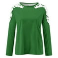 thumbnail image 4 of Christmas Clearance! Borniu Womens Tops, Women's Summer Casual Long Sleeve Blouse Round Neck Solid Lace Tops T-Shirt Fall Clothes Clearance, 4 of 5
