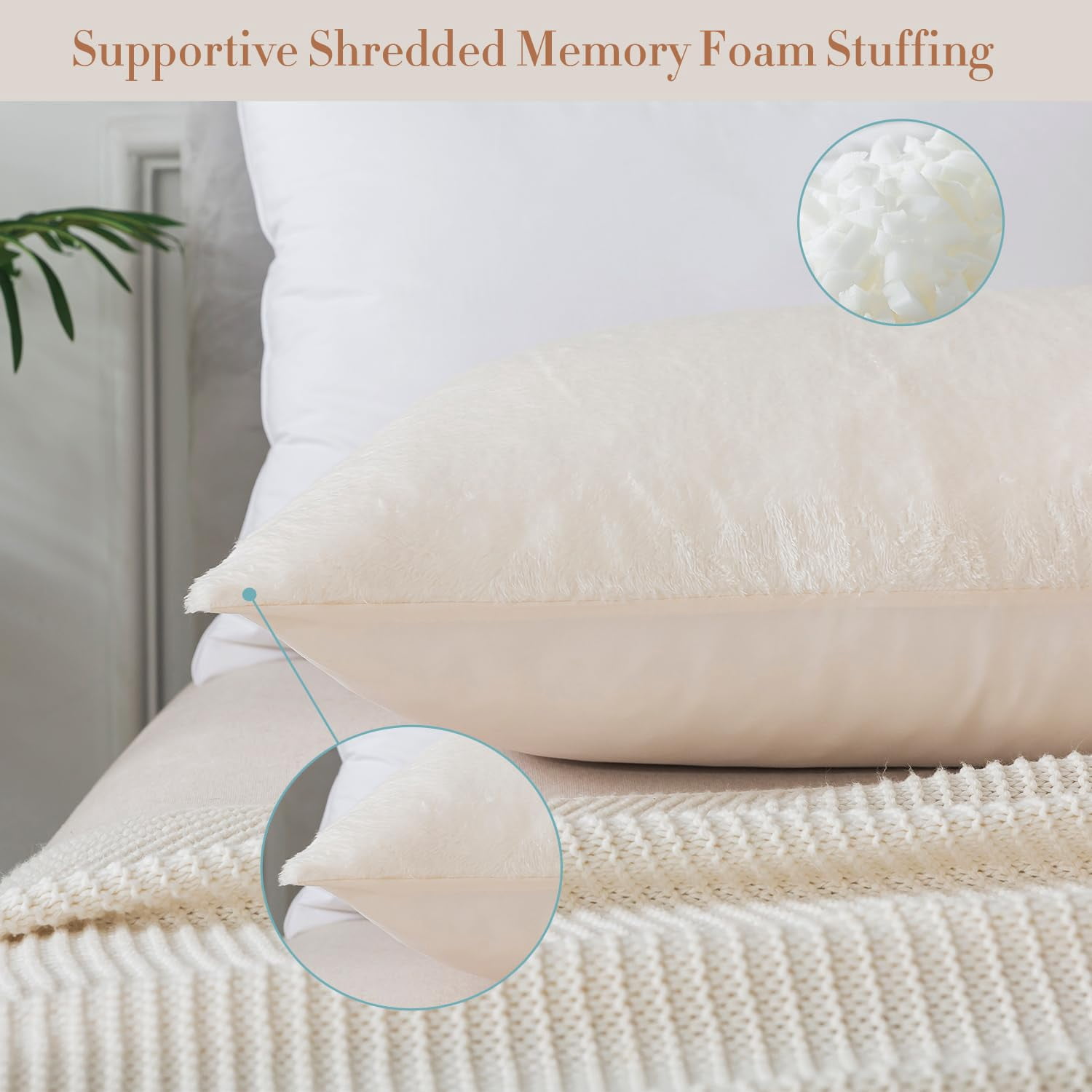 Memory Foam Body Pillow with Plush Fuzzy Cover Full-Length Support Pillow for Adults Soft Comfortable Sleeping Aid