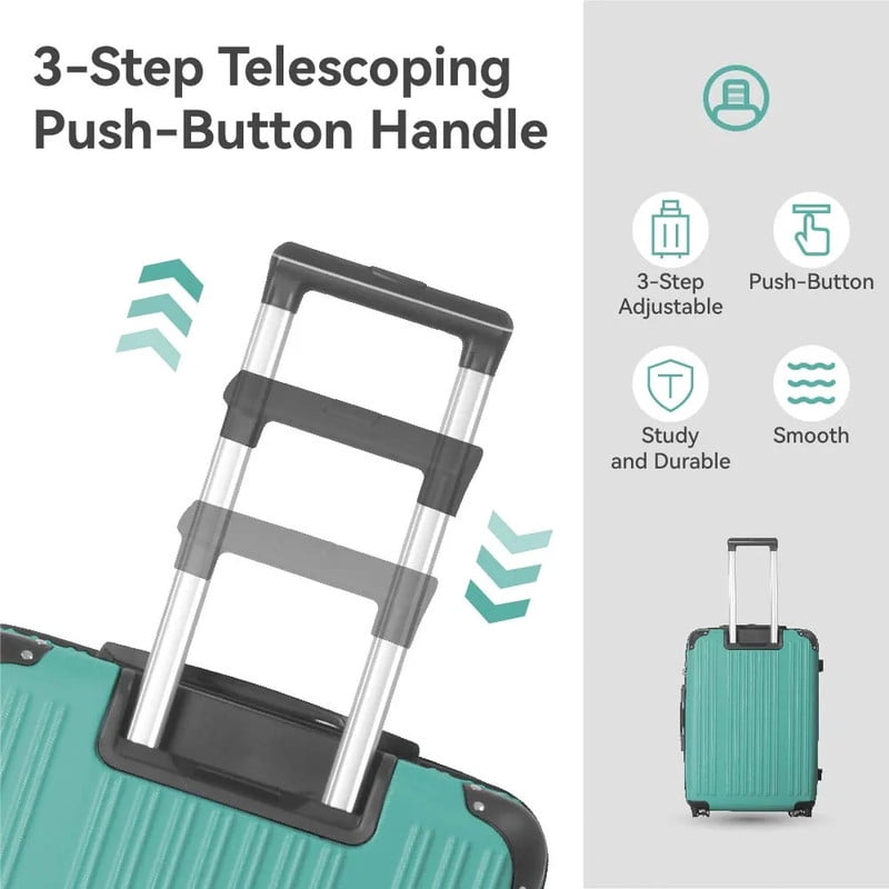 3-Piece Lightweight Luggage Set (20", 24", 26") with Spinner Wheels, Trunks with TSA Lock and Adjustable Telescopic Handle