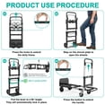 thumbnail image 3 of Yacona 3-in-1 Folding Hand Truck, Foldable Dolly Cart with Wheels Heavy Duty, Convertible Hand Cart for Moving with Retractable Handle, Black, 3 of 7