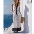 thumbnail image 6 of Nuoqisi Women's 2 Piece Outfits Summer Cotton Linen Vest Waistcoat Pants Sets Casual Vacation Travel Two Piece Set, 6 of 7