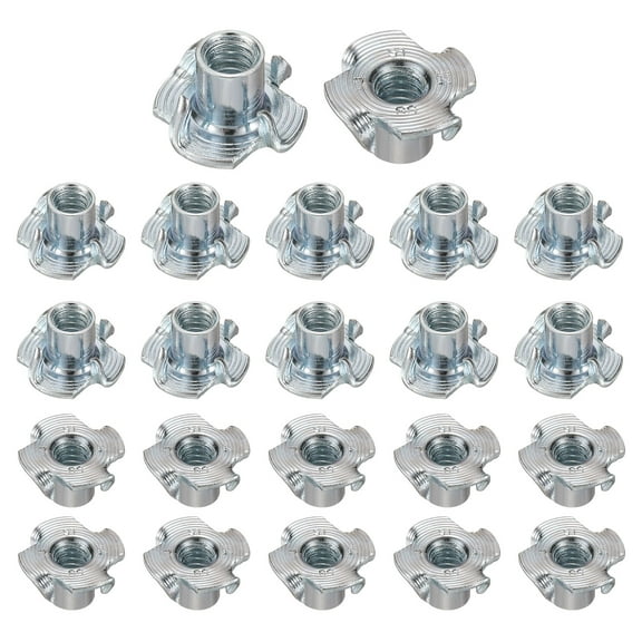 1/4x10mm T-Nuts 4 Pronged 0.71" x 0.39" Tee Nut Carbon Steel Fully Thread 50packs