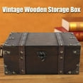 thumbnail image 4 of SIEYIO Retro Wood and Leather Treasure Chests Box Decorative Storage for Case with Lock Handcrafted with Lids for Home Decor Wo, 4 of 12