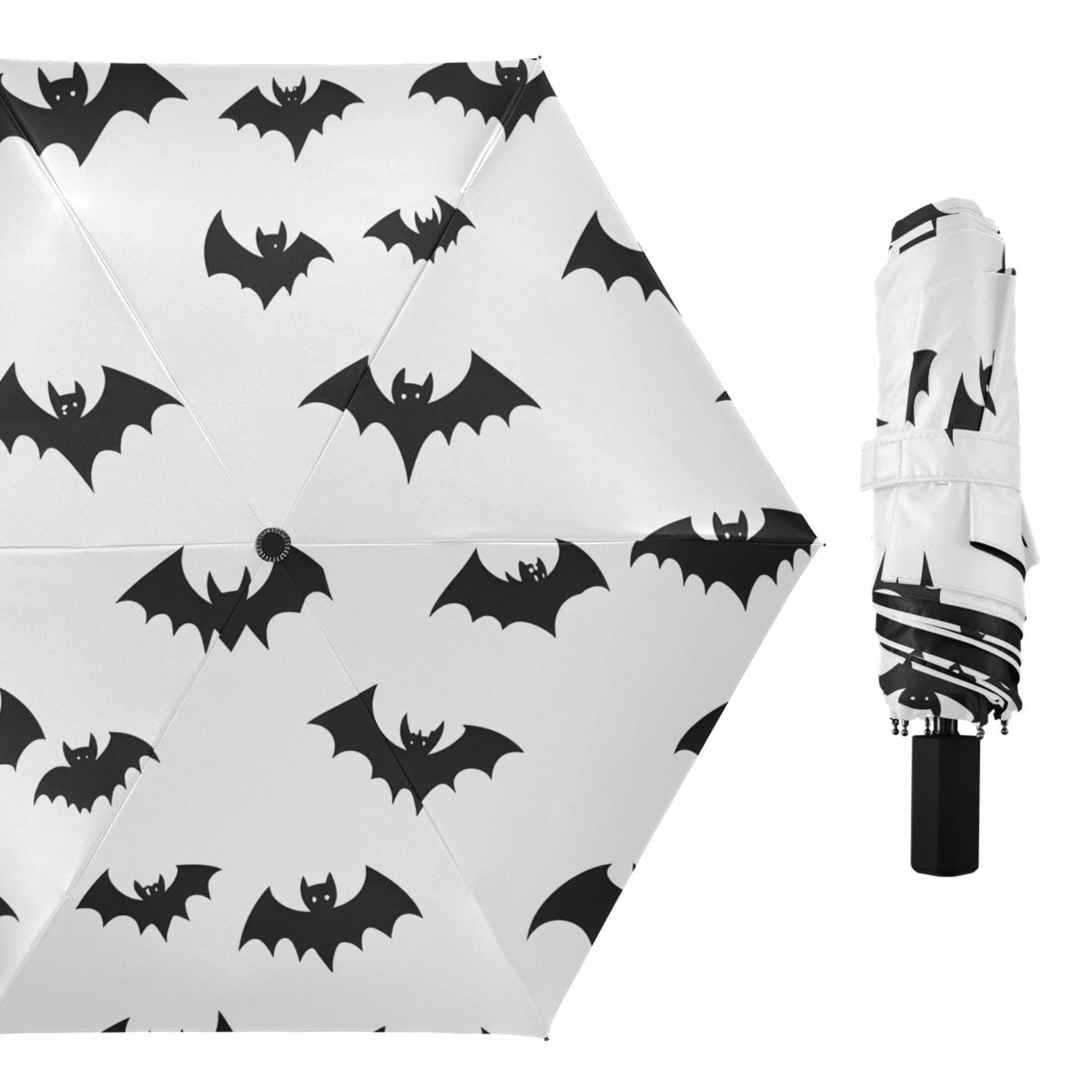 ALAZA Bat Silhouettes UPF 50+ Compact Folding Umbrella for Rain Travel Umbrella Packable