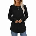 thumbnail image 2 of Ronuti Women's Long Sleeve Top Crewneck Basic Lightweight Fall Shirt with Thumb Hole, 2 of 7