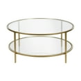 Evelyn&Zoe Contemporary Metal Coffee Table with Glass Shelf
