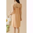 thumbnail image 4 of Defitshape Women's Cute Nightgown Ribbed Knit V Neck Summer Long Sleep Dress Sexy Lace Comfy Chemise Soft Cool Sleeveless Sleepwear Orange 4-6, 4 of 4