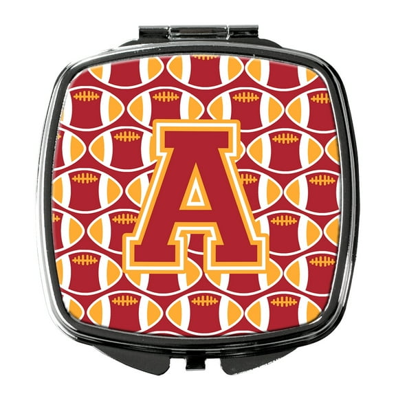 Letter A Football Cardinal and Gold Compact Mirror