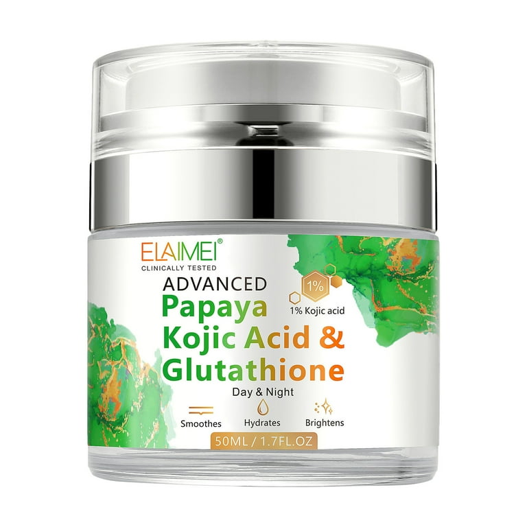 glutathione kojic acid cream YiFudd Papaya Kojic Acid Glutathione Skin Whitening Moisturizer Care,  Antiwrinkle, Repair Fine Lines, 50ML