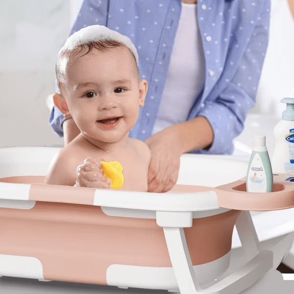 Tumajup Foldable Baby ‎Bathtub Elephant PP+TPE with Soft Cushion&Thermometer for 0-36 Months Toddler Gray