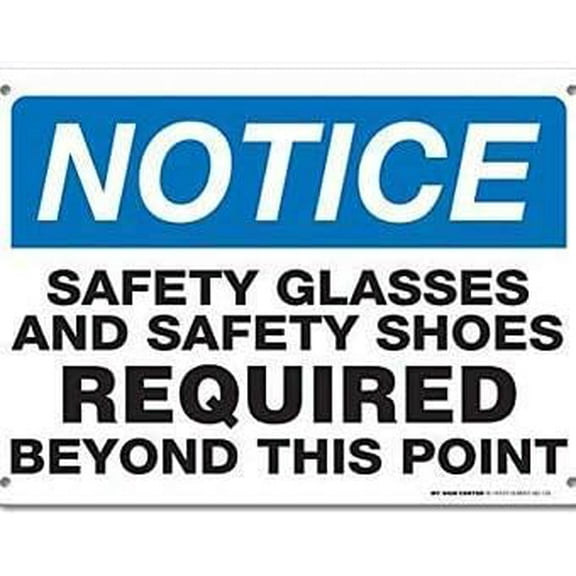 Warning Sign Safety Glasses and Safety Shoes Required Beyond This Point Sign Business Sign 12X8 Inches Aluminum Metal Tin Sign