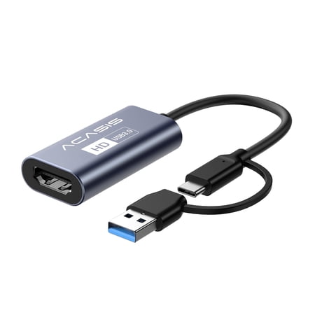ACASIS USB 3.0 Video Capture Card, 1080P 60fps HDMI to USB Game Capture Device with USB-C+A Adapter, Low Latency for Streaming, Gaming, Compatible