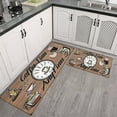 thumbnail image 4 of Coffee Brown Pattern Style Kitchen Rug Non Skid Non-Slip, Absorbent Mats Set Of 2 for Sink Waterproof Runner Rug for Laundry Room,kitchen Rugs and Mats 17.7x24+17.7x48inch, 4 of 7