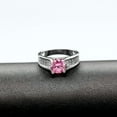 thumbnail image 4 of Uloveido Womens Pretty Pink Solitaire Ring Cubic Zirconia White Gold Plated Bridal Wedding Promise Band Rings Gifts for Girlfriend (Size 7) Y006-Pink, 4 of 7