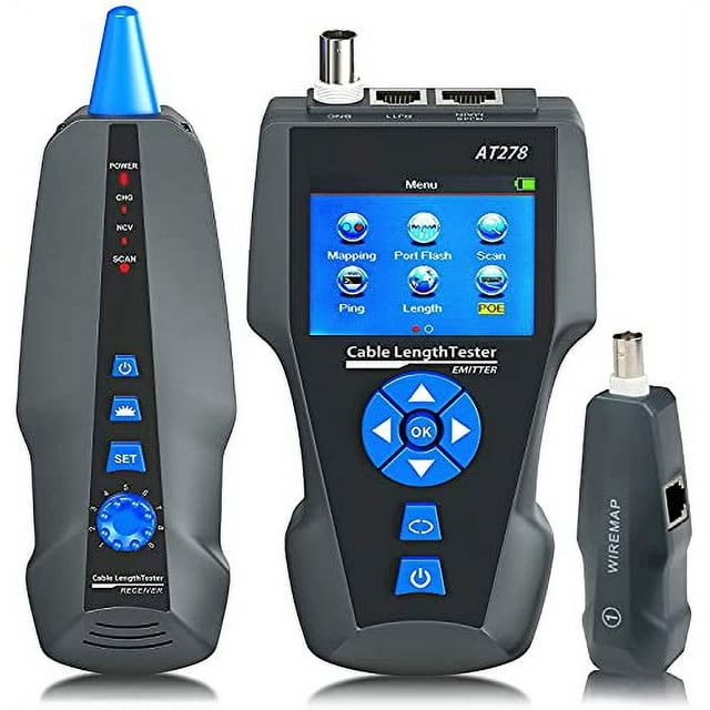NOYAFA Network Cable Tester,AT278 TDR Multi-functional LCD Tracker For RJ45, RJ11, BNC, Metal Cable,PING/POE NF-8601S