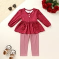 thumbnail image 4 of Younger Tree Toddler Girl Clothes Baby Fall Winter Crew Neck Long Sleeve Dress Top Pants 2-piece Set for 18-24 Months, 4 of 8
