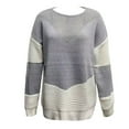 thumbnail image 5 of Color Block Sweaters for Women Round Neck Long Sleeve Casual Loose Blouse Womens Crewneck Sweater Pullover, 5 of 6
