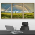 thumbnail image 2 of wall26 - 3 Piece Framed Canvas Wall Art - Tree in a Blueberry Field Under a Double Rainbow - Modern Home Art Stretched and Framed Ready to Hang - 24"x36"x3 NATURAL, 2 of 5