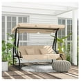 thumbnail image 2 of Free Standing Swing Bench - Outdoor Porch Swing with Adjustable Canopy, Cushions & Pillows - Ecru - Seats 3 Adults - Patio Swing Bed for Backyard, Garden, 2 of 9