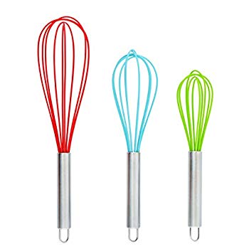 One Pieces Colorful Silicone Eggbeater Stainless Steel Handle Egg Whisk for Cooking Baking