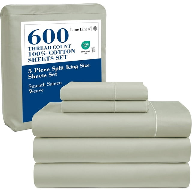 Draps en Coton Ultra Doux Ensemble de Draps Double Ensemble Pc Nombre de Fils Satin Literie Draps à Poches Profondes Draps Rafraîchissants Draps Format Double Ensemble de Lit Respirant ()