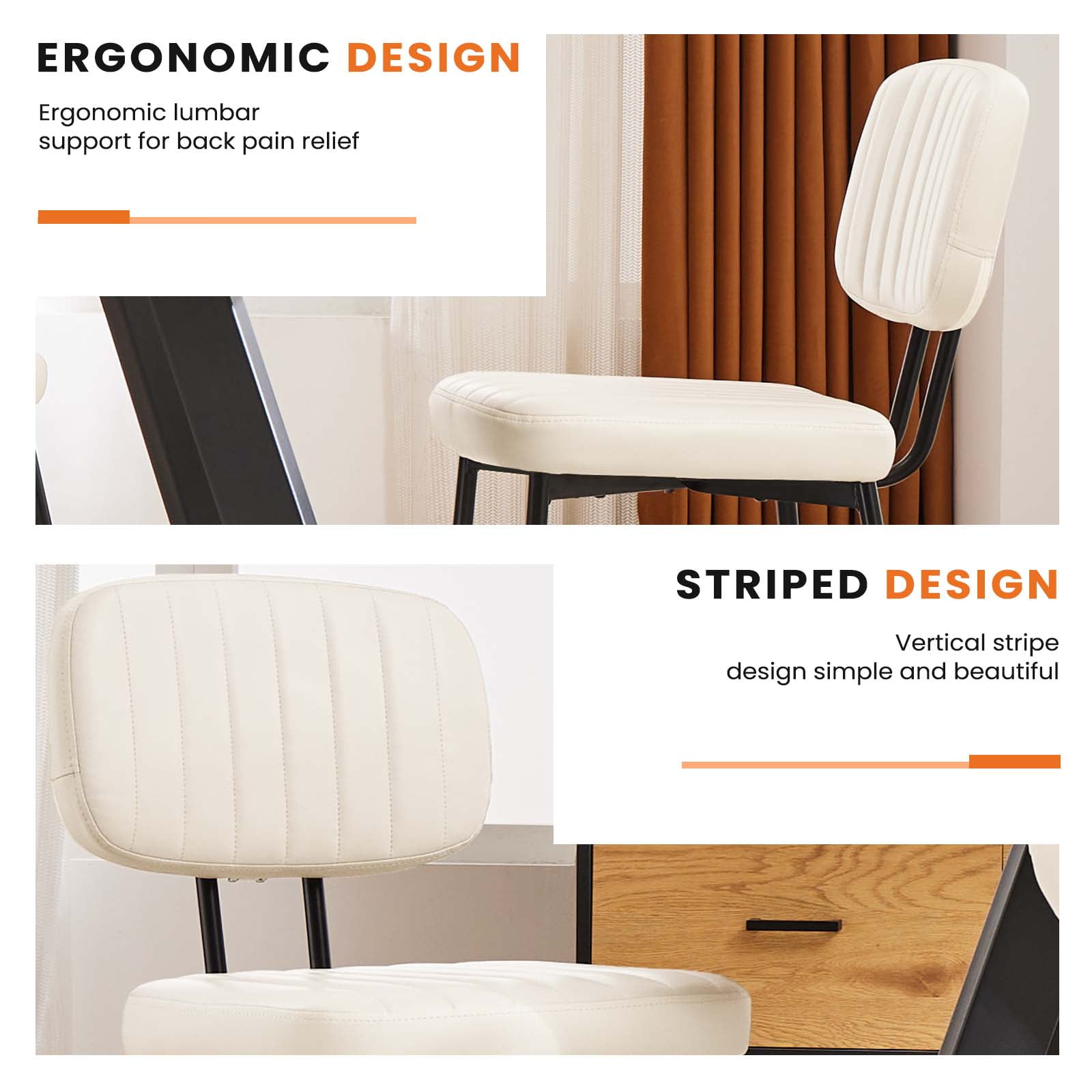 CONCETTA Mid-century Modern Dining Chairs, Kitchen Chairs Set of 4, White