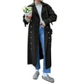 thumbnail image 2 of Women Double Breasted Long Trench Coat Windproof Lapel Casual Fall Overcoat, 2 of 4