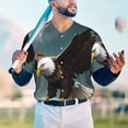 thumbnail image 5 of Rateoe Forest River Bald Eagle Pattern Men’s Baseball Short Sleeve Polo Shirt, Midweight Men's Shirt Golf Shirt Polo Shirts Quick Dry Short-Large, 5 of 7