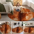 thumbnail image 5 of Burnt Orange Round Area Rug 3.3 FT,Non Slip Small Entryway Kitchen Mat,Retro Oil Painting Modern Abstract Art Aesthetics Washable Soft Circular Rug Door Mat for Bathroom Playroom Kids Room, 5 of 9