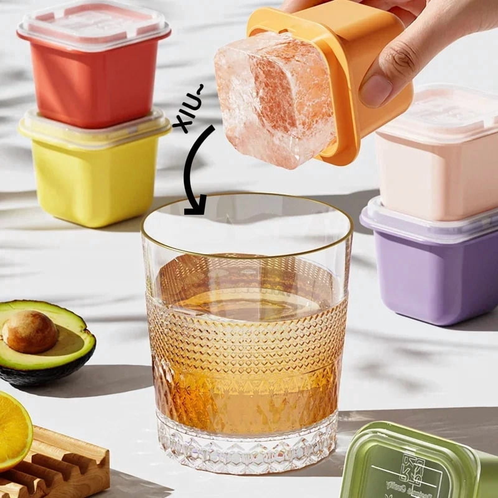 Ice Cube Maker Square Mold 6-1pcs, Reusable Mini Freezing Tray for Whiskey Beverage Bar Kitchen