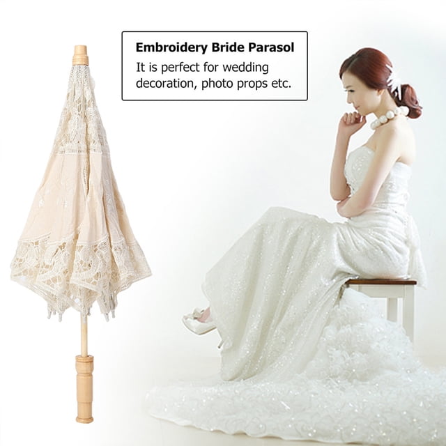 Handmade Lace Flower Embroidery Parasol Wedding Bride Photography Umbrella