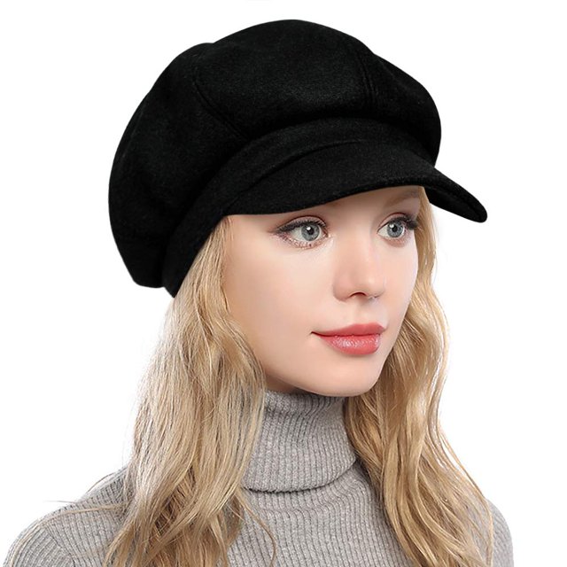 Tancuzo Womens Newsboy Hats French Wool Cap Classic Beret,Black