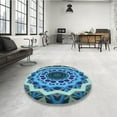 thumbnail image 3 of Ahgly Company Indoor Round Patterned Blue Turquoise Green Area Rugs, 6' Round, 3 of 6