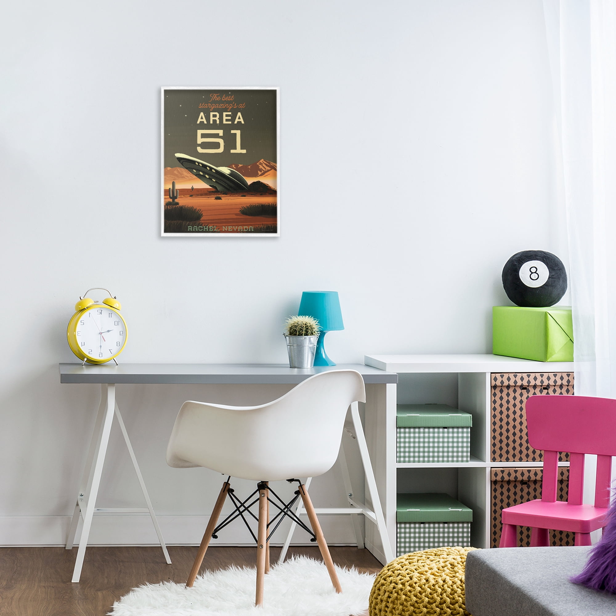 Stupell Industries Stargazing Area 51 White Framed Giclee Art, design by Omar Escalante
